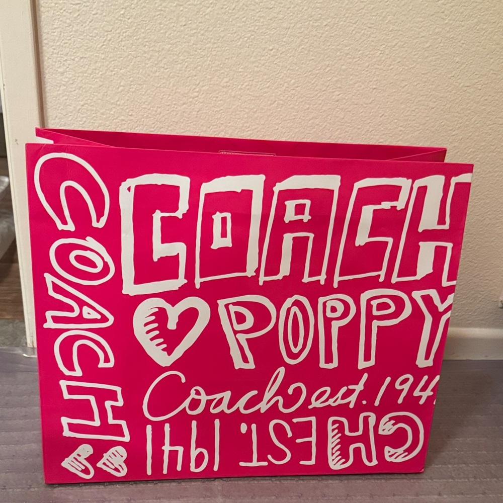 Coach Poppy Bold Pink paper bag, rare find and collection item